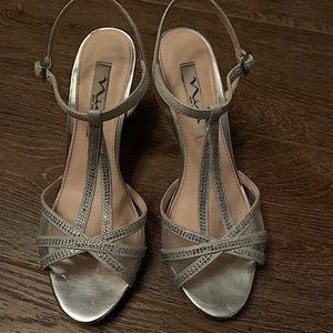 Silver Nina wedge heels